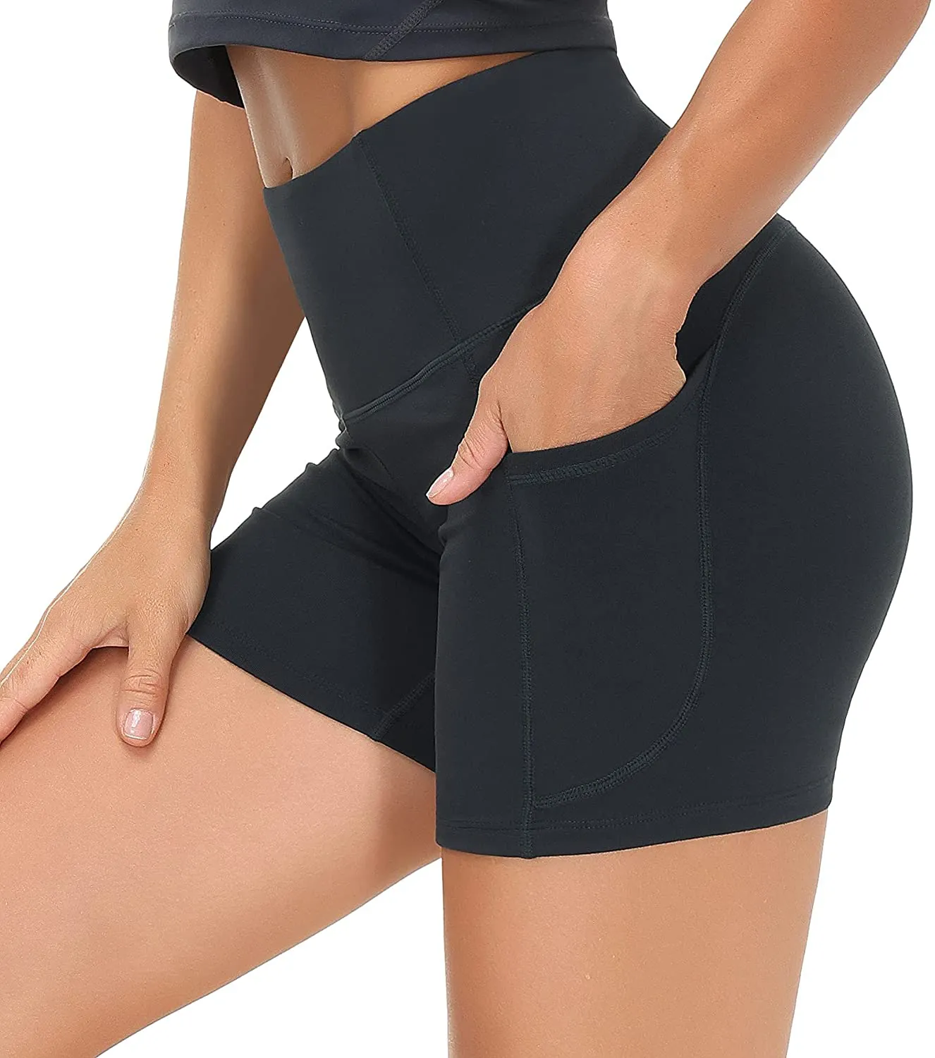 Wjustforu Biker Shorts for Women High Waist Yoga Shorts Women's Workout Running Shorts with Side Pockets