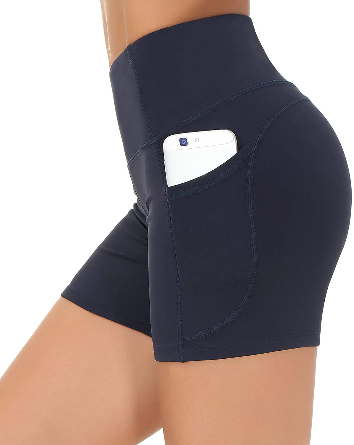 Wjustforu Biker Shorts for Women High Waist Yoga Shorts Women's Workout Running Shorts with Side Pockets