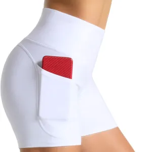 Wjustforu Biker Shorts for Women High Waist Yoga Shorts Women's Workout Running Shorts with Side Pockets