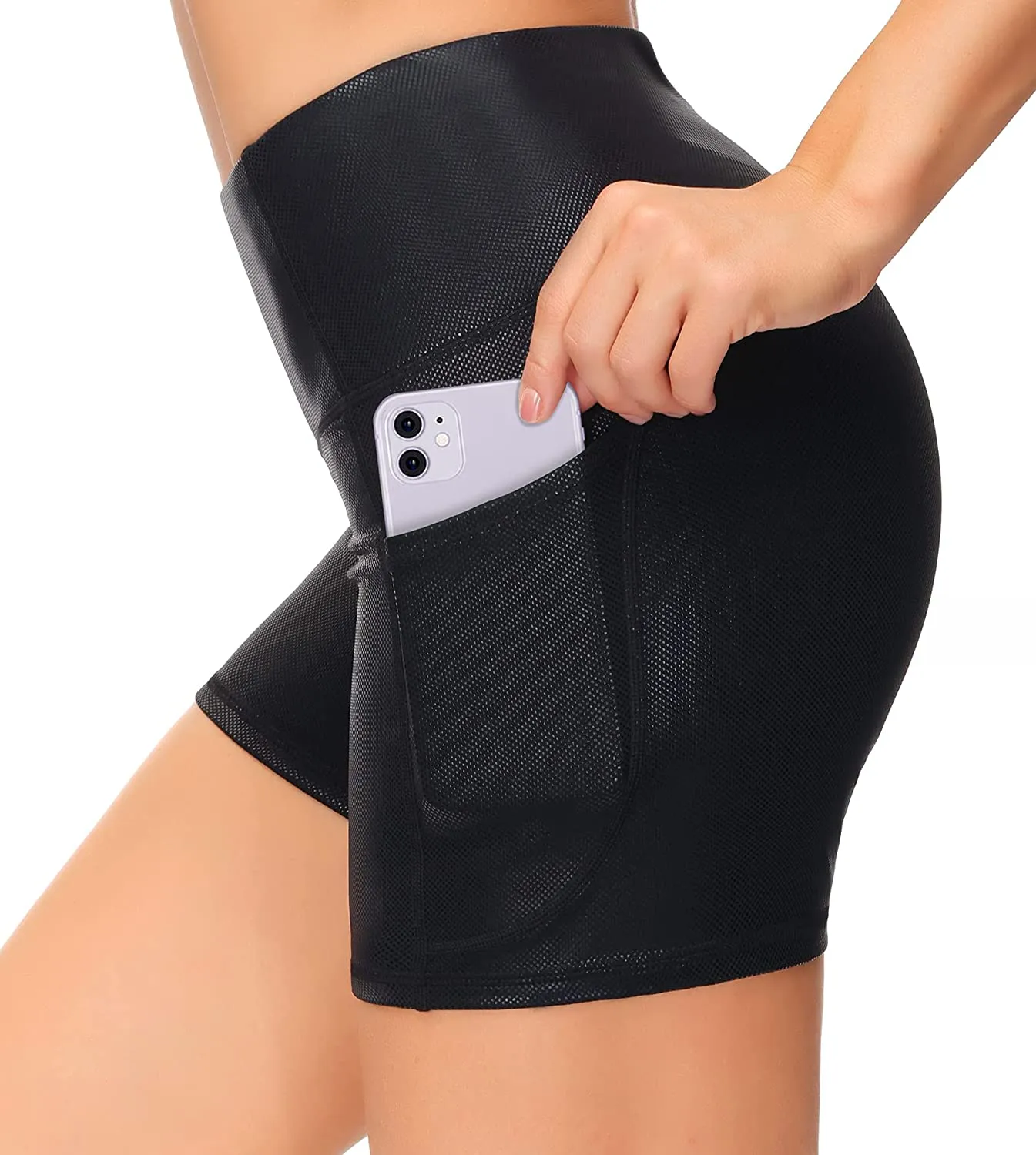 Wjustforu Biker Shorts for Women High Waist Yoga Shorts Women's Workout Running Shorts with Side Pockets