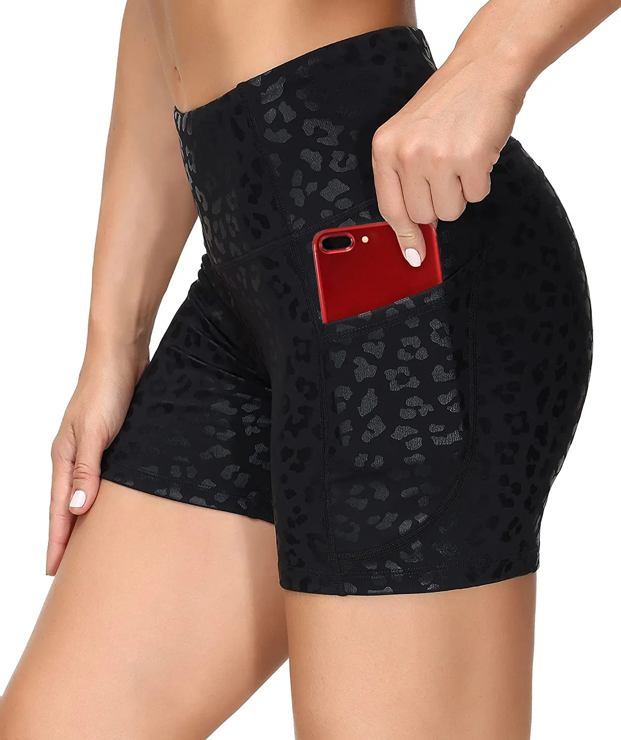 Wjustforu Biker Shorts for Women High Waist Yoga Shorts Women's Workout Running Shorts with Side Pockets