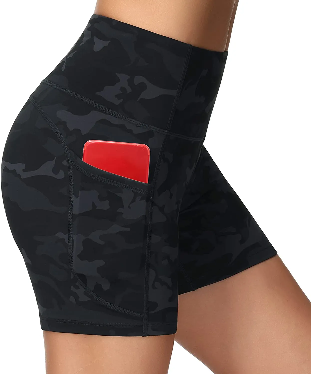 Wjustforu Biker Shorts for Women High Waist Yoga Shorts Women's Workout Running Shorts with Side Pockets