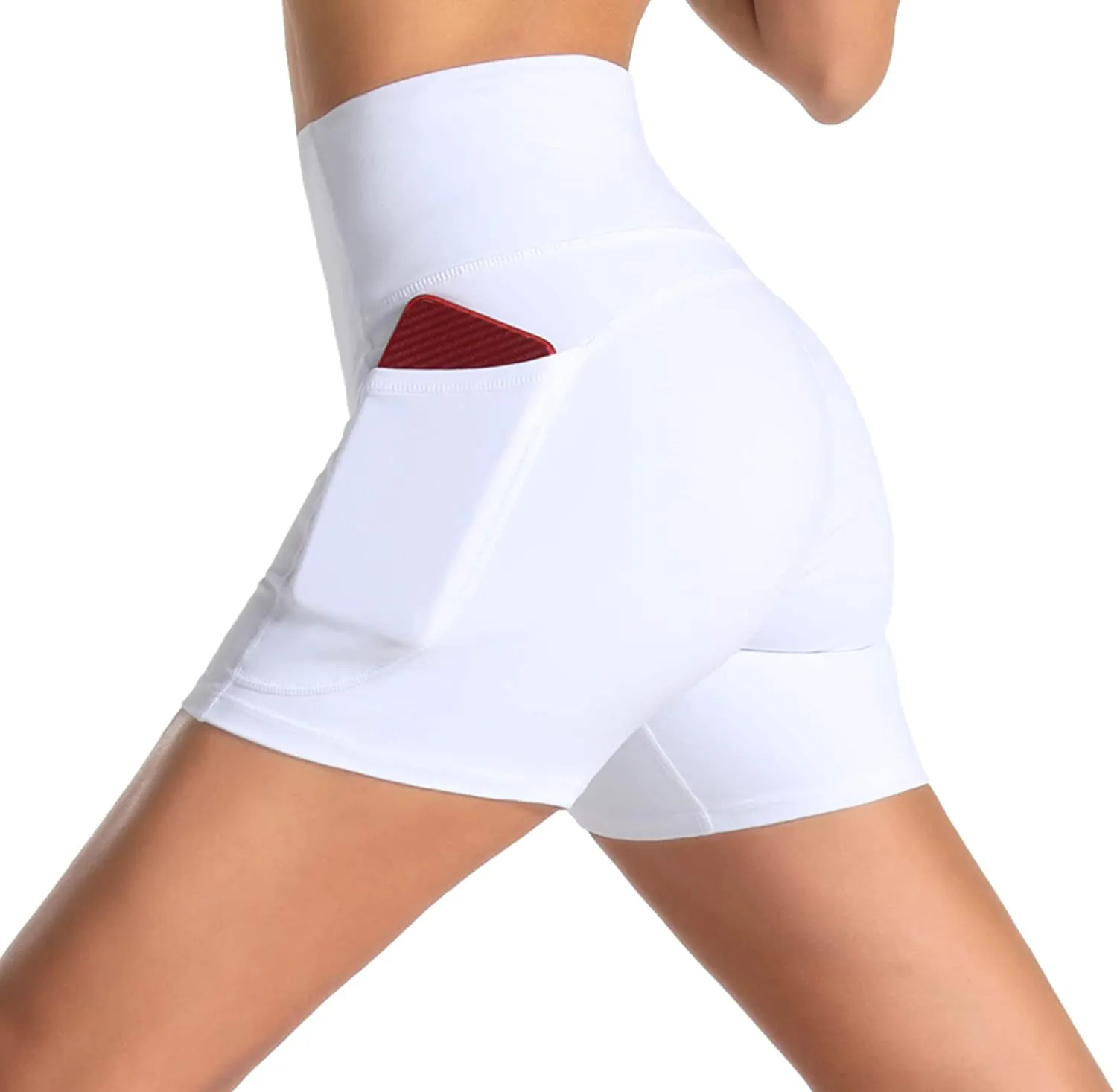 Wjustforu Biker Shorts for Women High Waist Yoga Shorts Women's Workout Running Shorts with Side Pockets