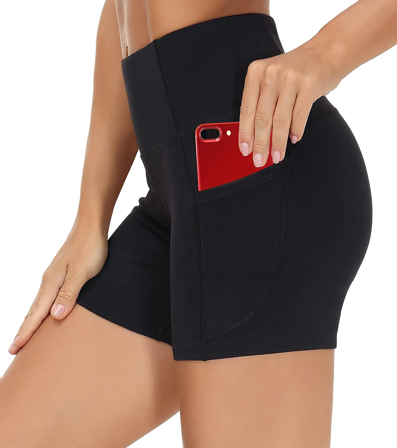 Wjustforu Biker Shorts for Women High Waist Yoga Shorts Women's Workout Running Shorts with Side Pockets