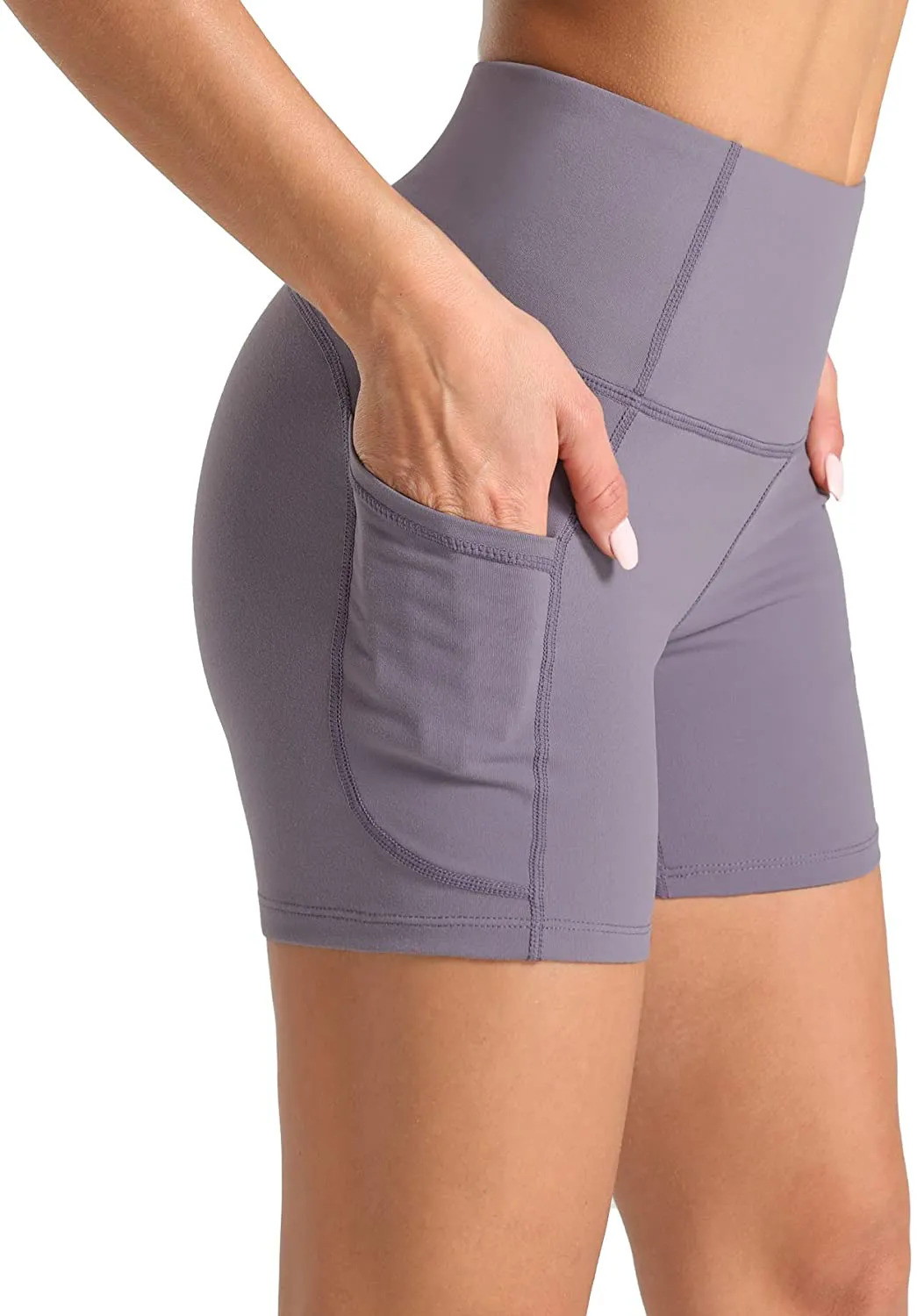 Wjustforu Biker Shorts for Women High Waist Yoga Shorts Women's Workout Running Shorts with Side Pockets