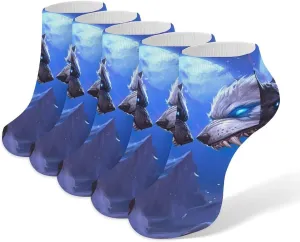 Wolf Standoff 5 Pairs Unisex Activewear Ankle Socks Lightweight Low Cut And No Show Socks