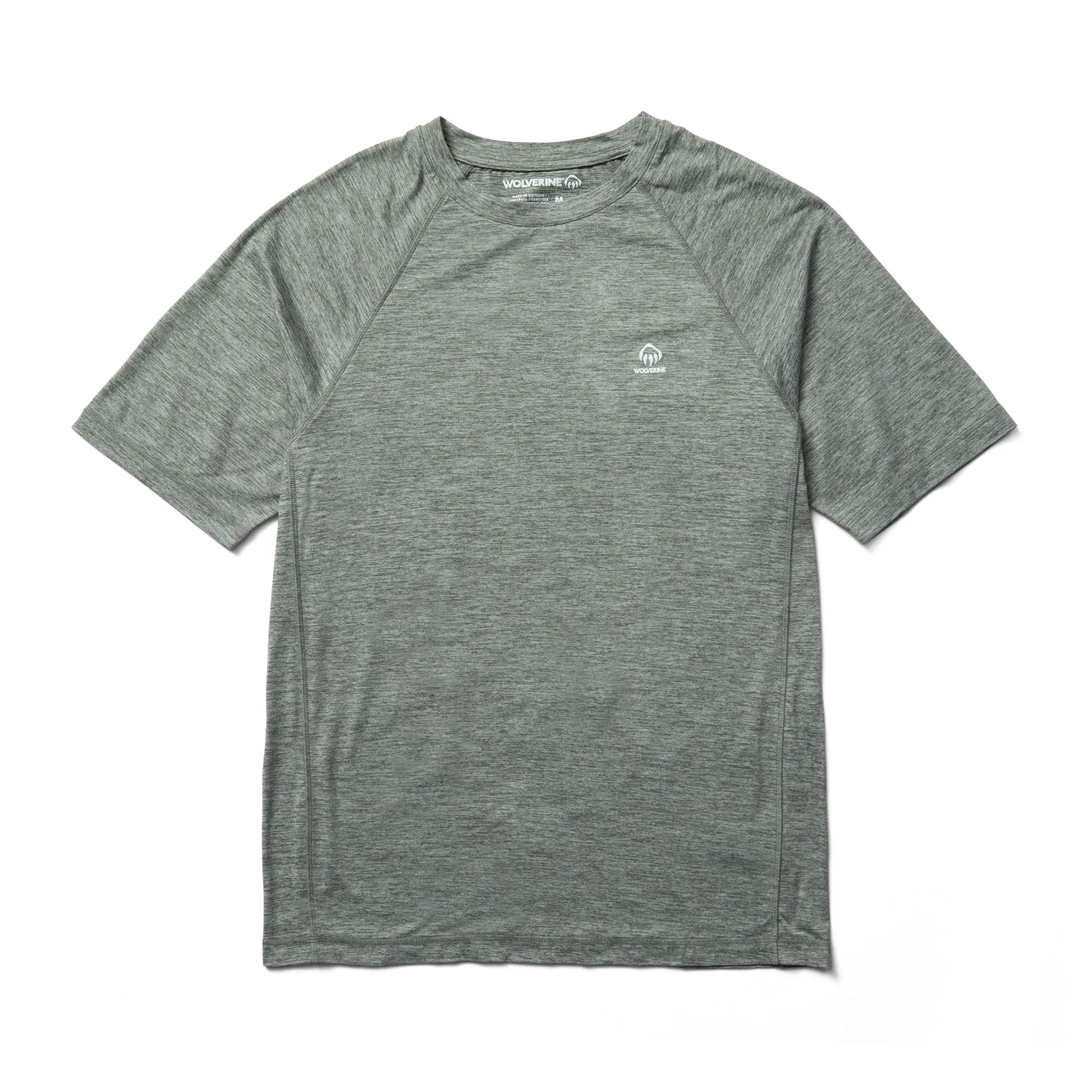Wolverine Mens Gunmetal Heather 100% Polyester Sun-Stop Eco Tee Geometric Shape Flexible Wear