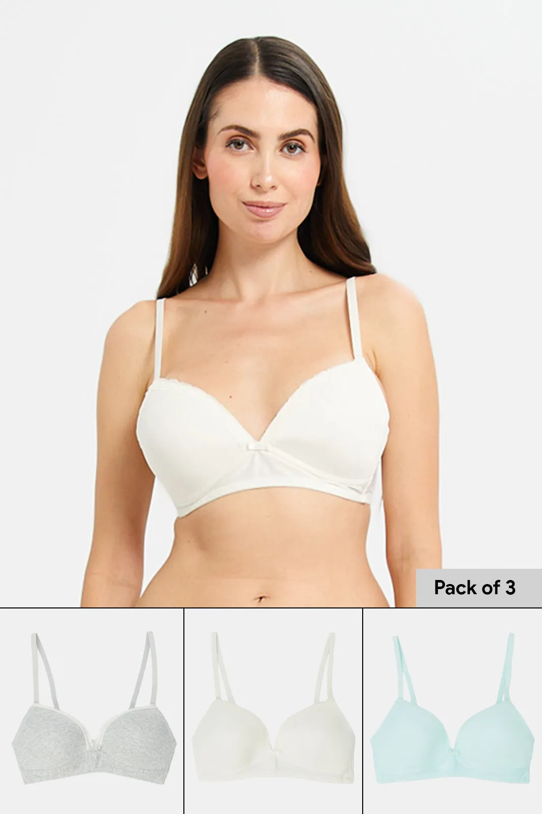 Women Assorted Non Wired Bra Set (Pack of 3)