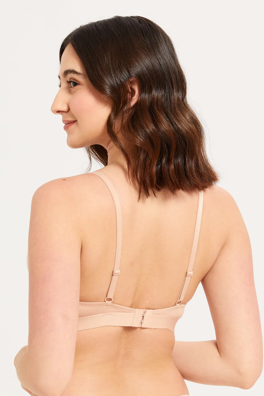 Women Black And Beige Non-Wired Bras Set (Pack of 2)