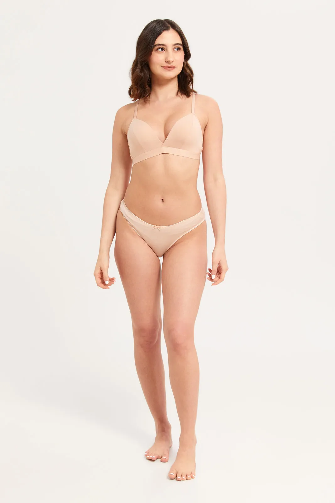 Women Black And Beige Non-Wired Bras Set (Pack of 2)