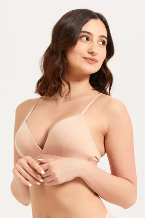 Women Black And Beige Non-Wired Bras Set (Pack of 2)