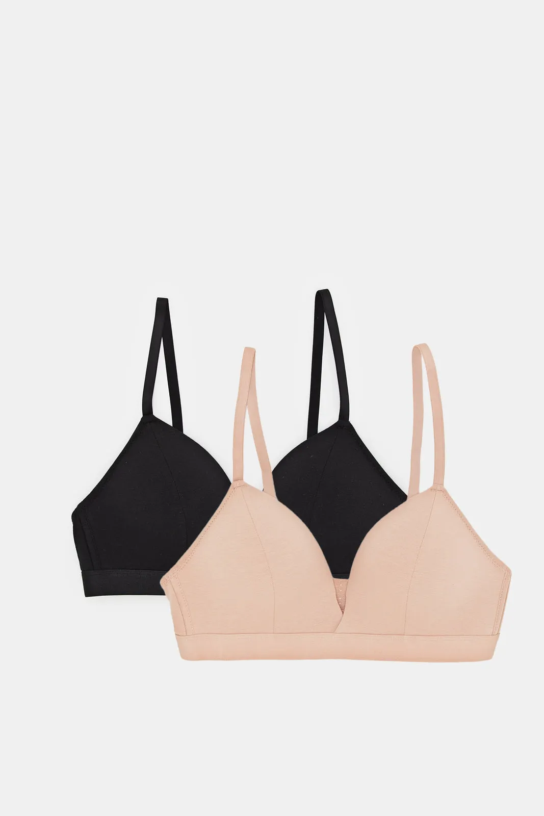 Women Black And Beige Non-Wired Bras Set (Pack of 2)