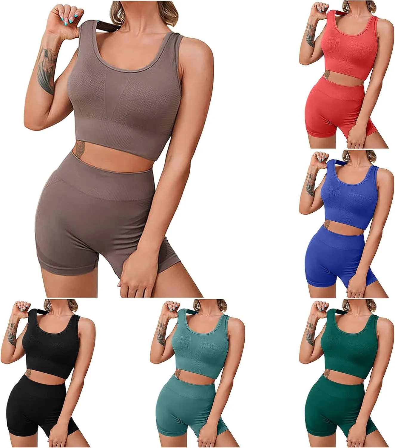 Women High Waist Gym Shorts - Breathable Activewear Enhanced Shape Lounge Matching Set Two Piece Tracksuit Top & Short