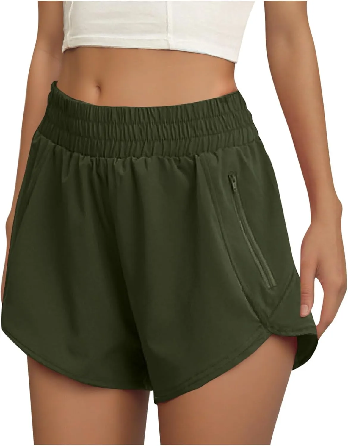 Women High Waist Workout Gym Cycling Shorts Casual Plus Size Summer Split Hem Biker Pants Athletic Running Clothes