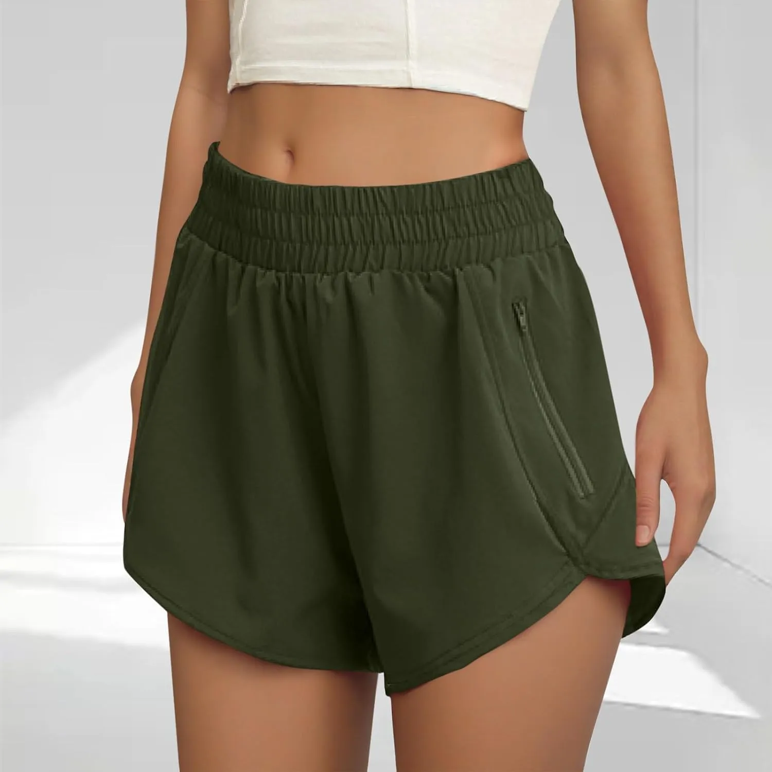 Women High Waist Workout Gym Cycling Shorts Casual Plus Size Summer Split Hem Biker Pants Athletic Running Clothes
