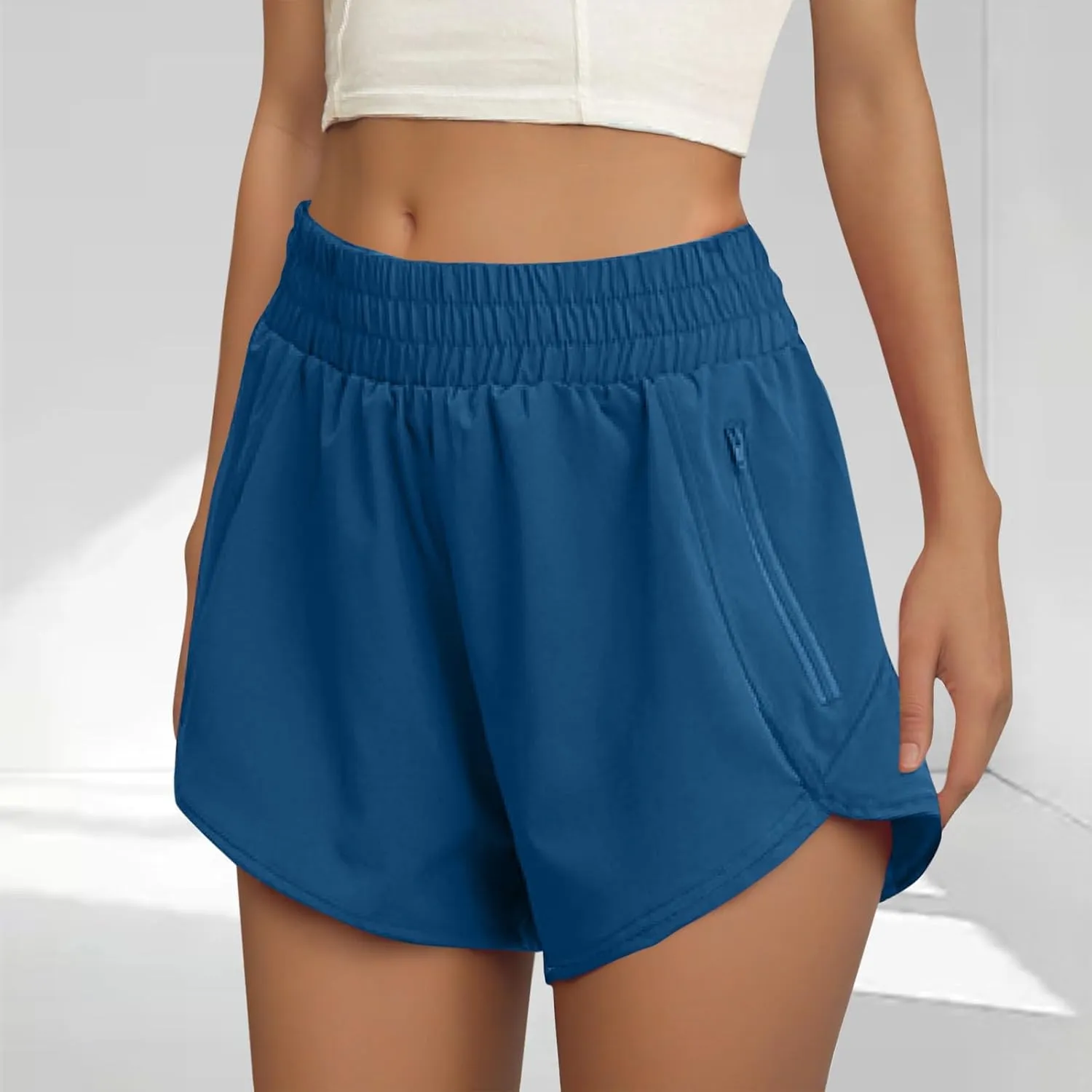 Women High Waist Workout Gym Cycling Shorts Casual Plus Size Summer Split Hem Biker Pants Athletic Running Clothes