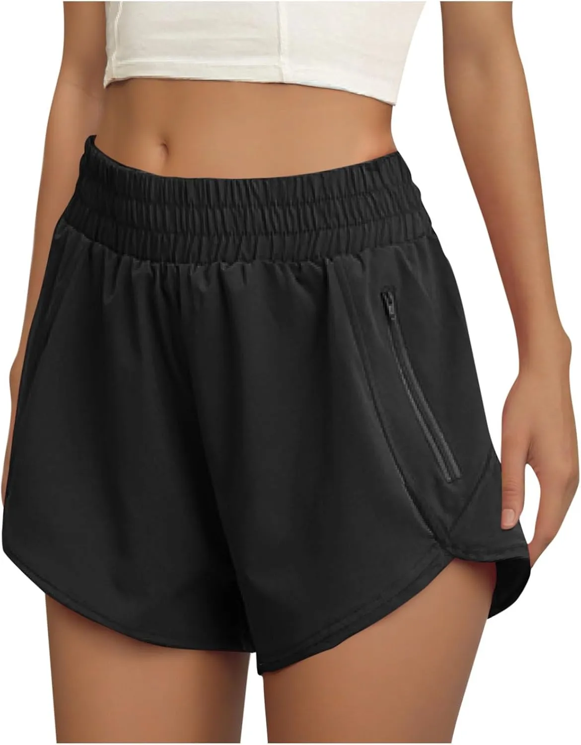 Women High Waist Workout Gym Cycling Shorts Casual Plus Size Summer Split Hem Biker Pants Athletic Running Clothes