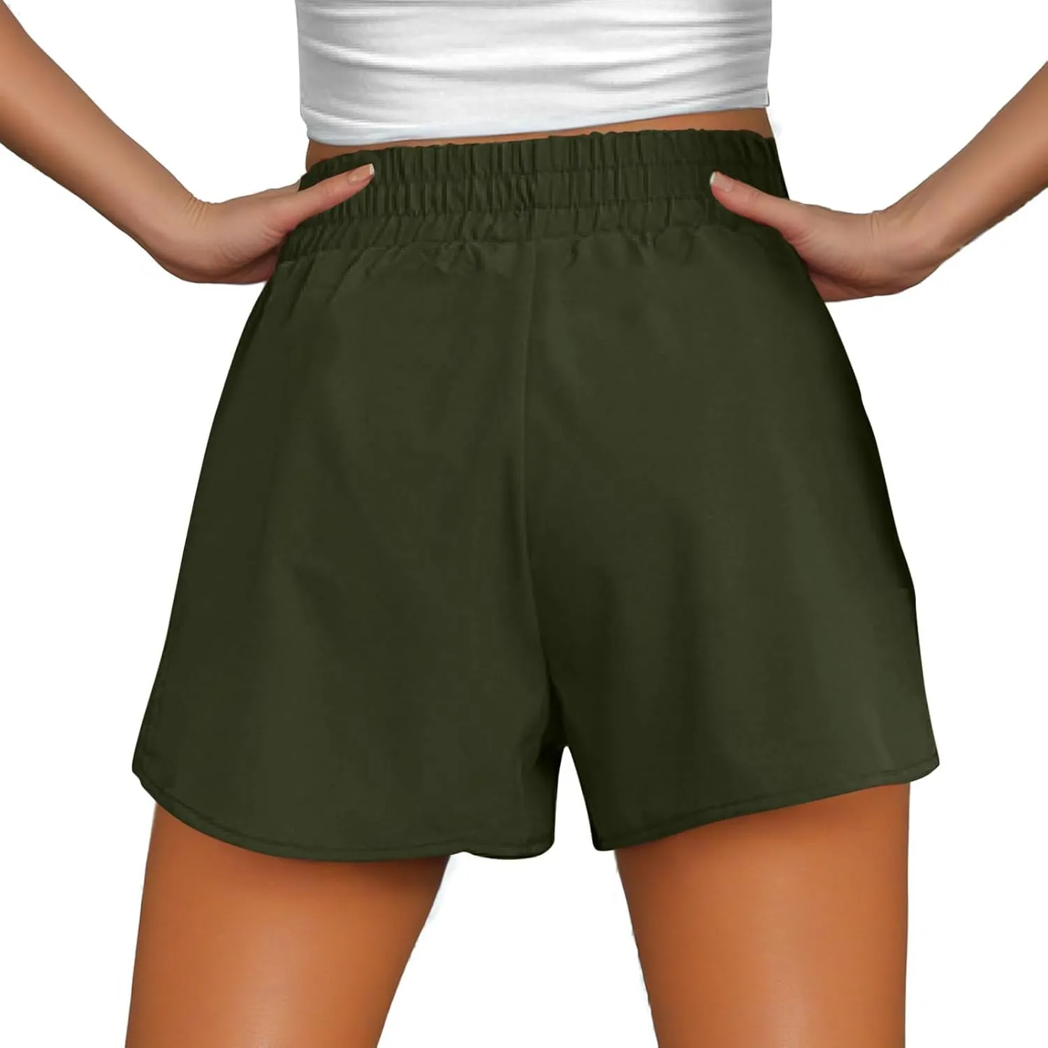 Women High Waist Workout Gym Cycling Shorts Casual Plus Size Summer Split Hem Biker Pants Athletic Running Clothes