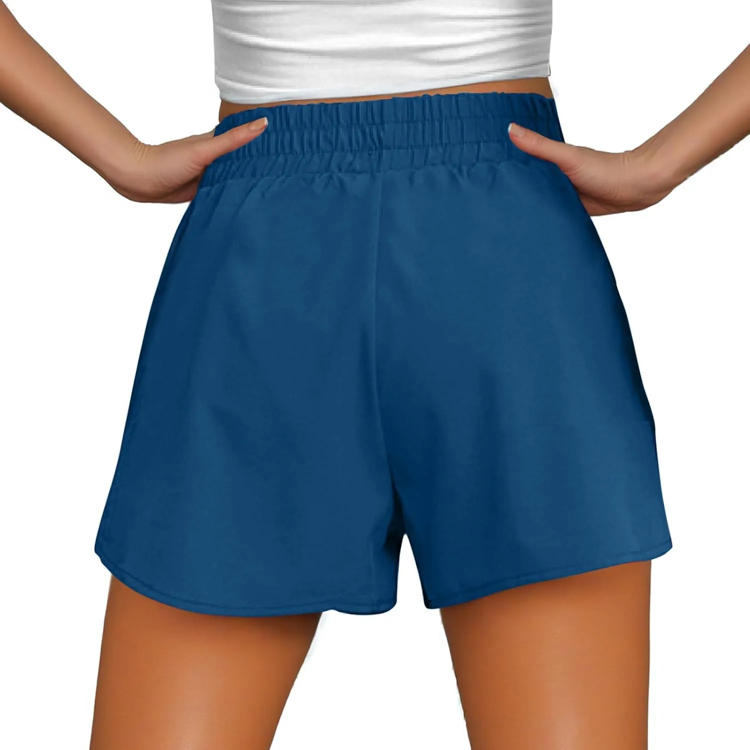 Women High Waist Workout Gym Cycling Shorts Casual Plus Size Summer Split Hem Biker Pants Athletic Running Clothes