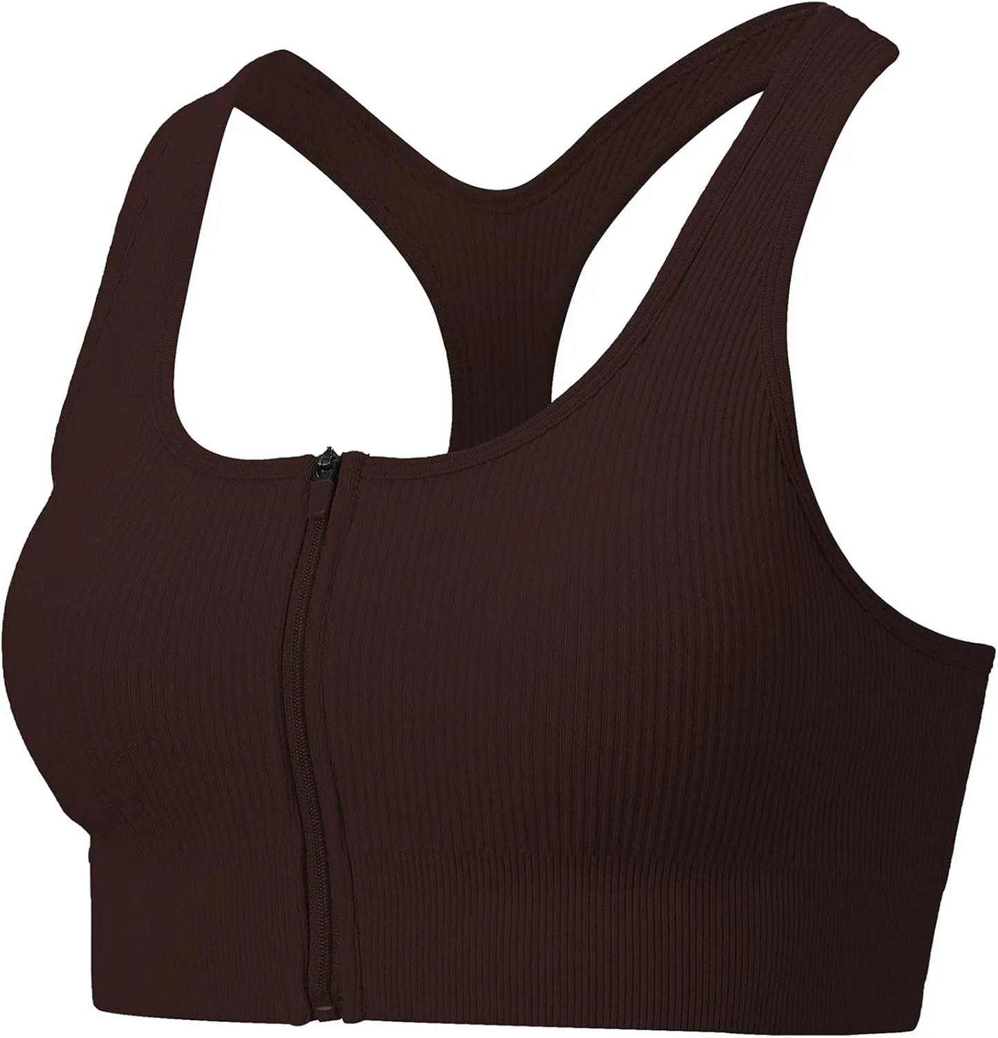 Women Racerback Sports Bras - High Impact Workout Gym Activewear Bra Wirefree Seamless Stretch Yoga Zip Front Bralettes
