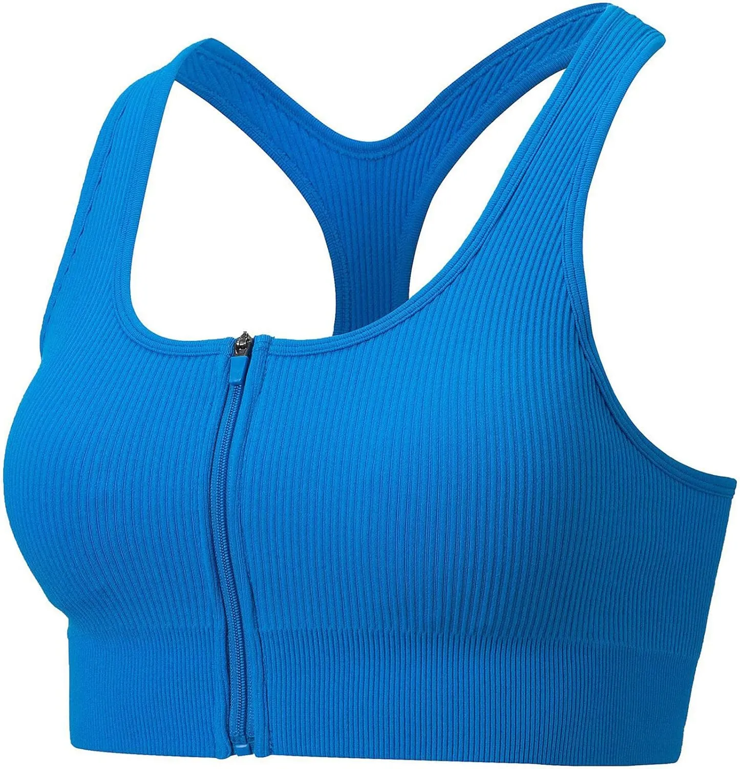Women Racerback Sports Bras - High Impact Workout Gym Activewear Bra Wirefree Seamless Stretch Yoga Zip Front Bralettes