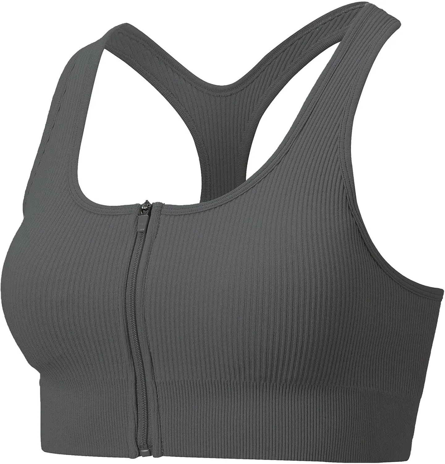 Women Racerback Sports Bras - High Impact Workout Gym Activewear Bra Wirefree Seamless Stretch Yoga Zip Front Bralettes