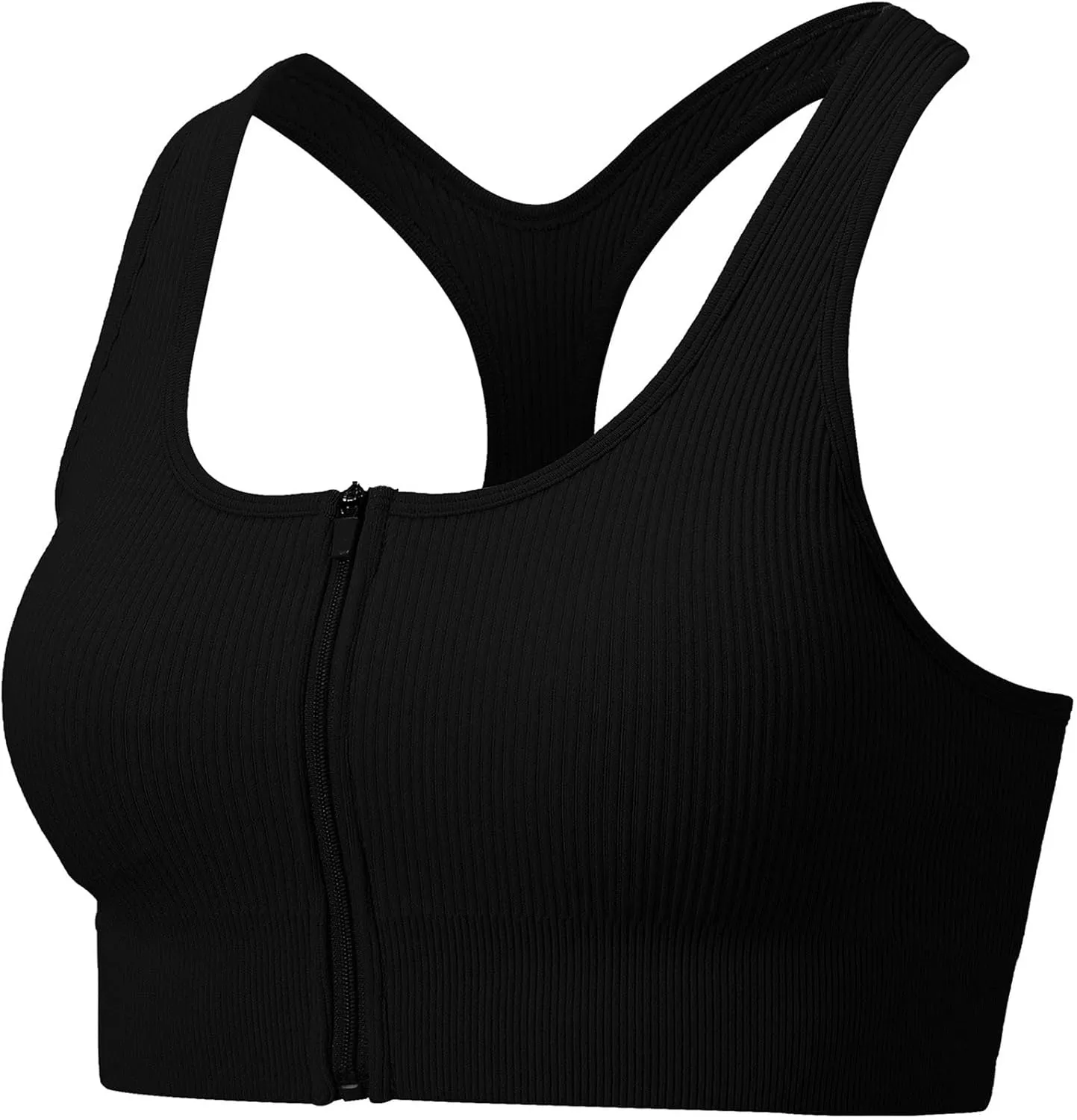 Women Racerback Sports Bras - High Impact Workout Gym Activewear Bra Wirefree Seamless Stretch Yoga Zip Front Bralettes