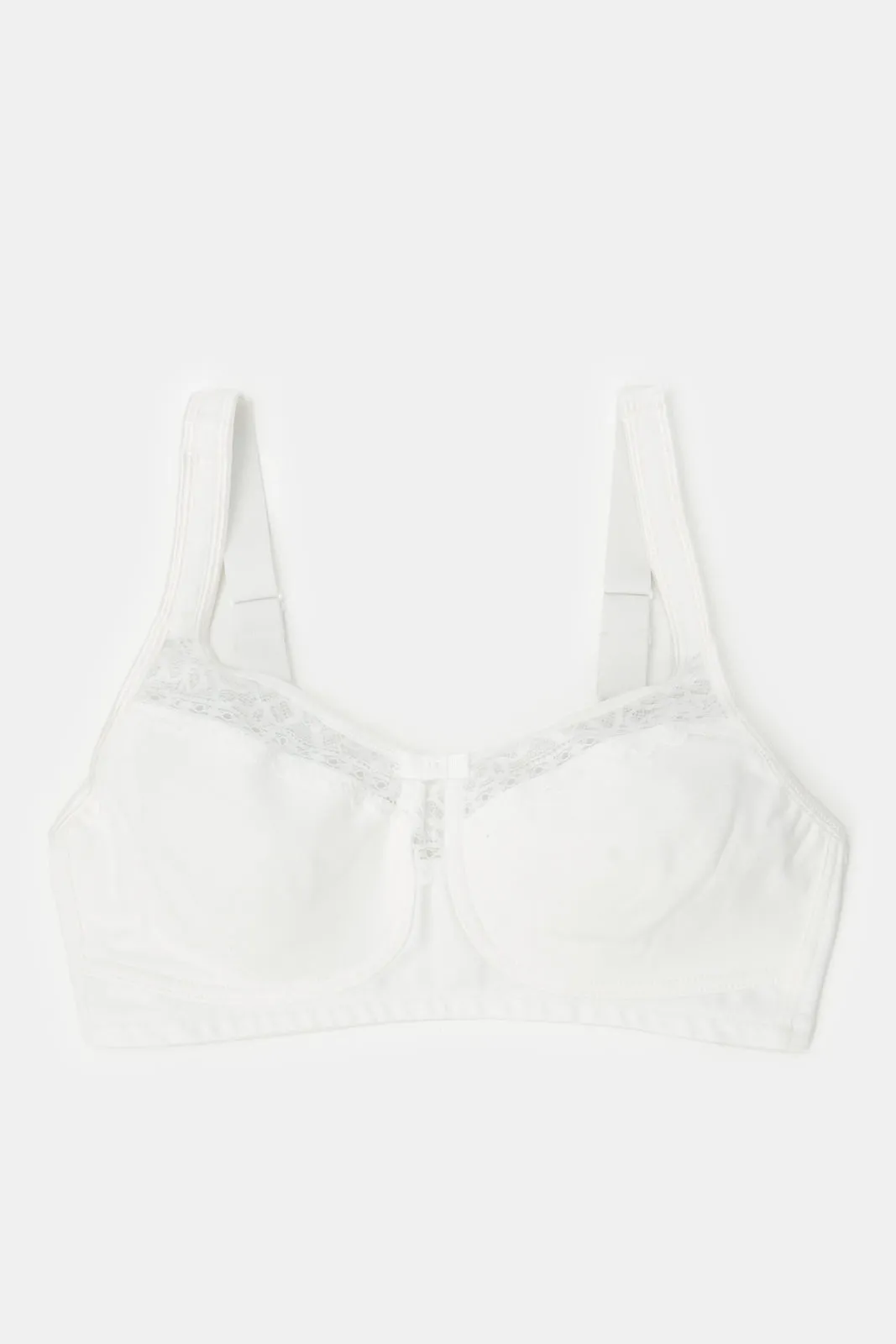 Women White And Pink Non Padded Bra Set (Pack of 2)