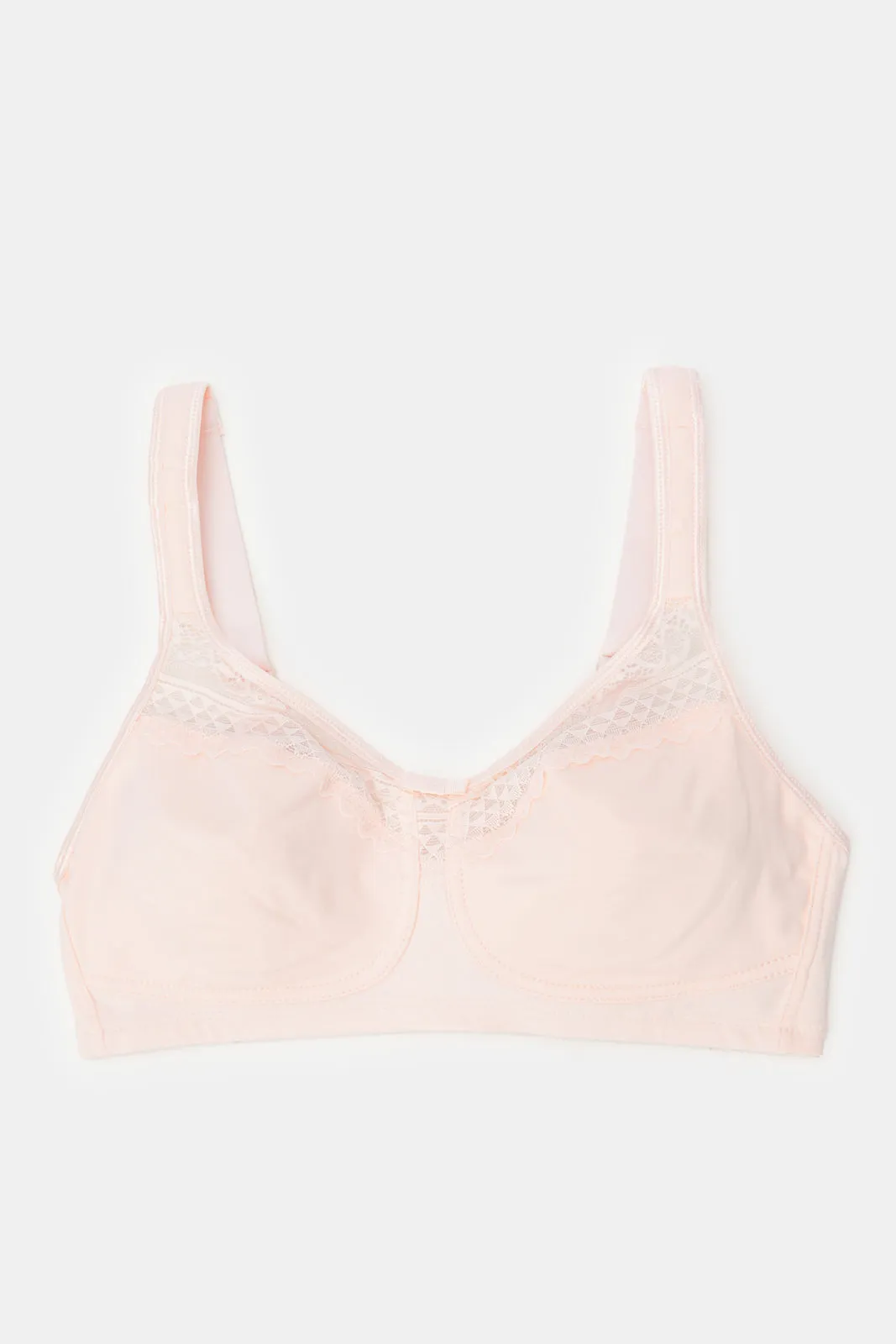 Women White And Pink Non Padded Bra Set (Pack of 2)