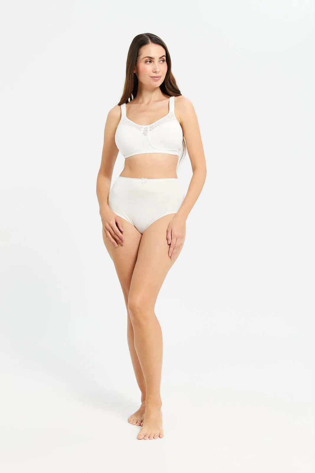 Women White And Pink Non Padded Bra Set (Pack of 2)