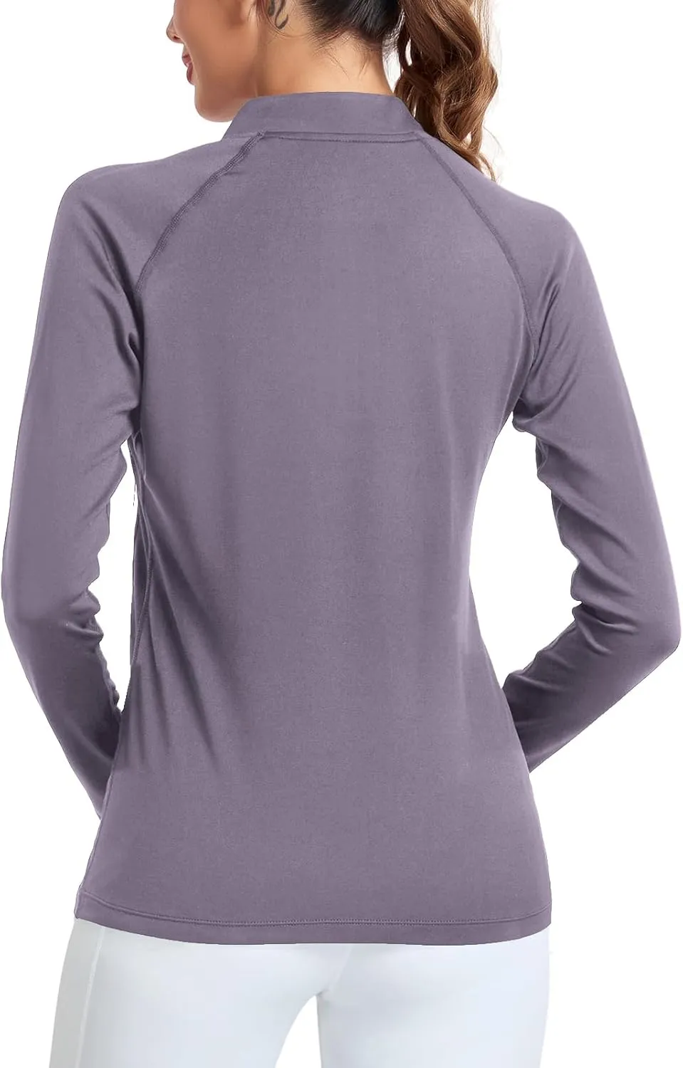Womens 1/4 Zip Pullover Fleece Thermal Lightweight Shirts Long Sleeve Athletic Hiking Running Workout Golf Tops