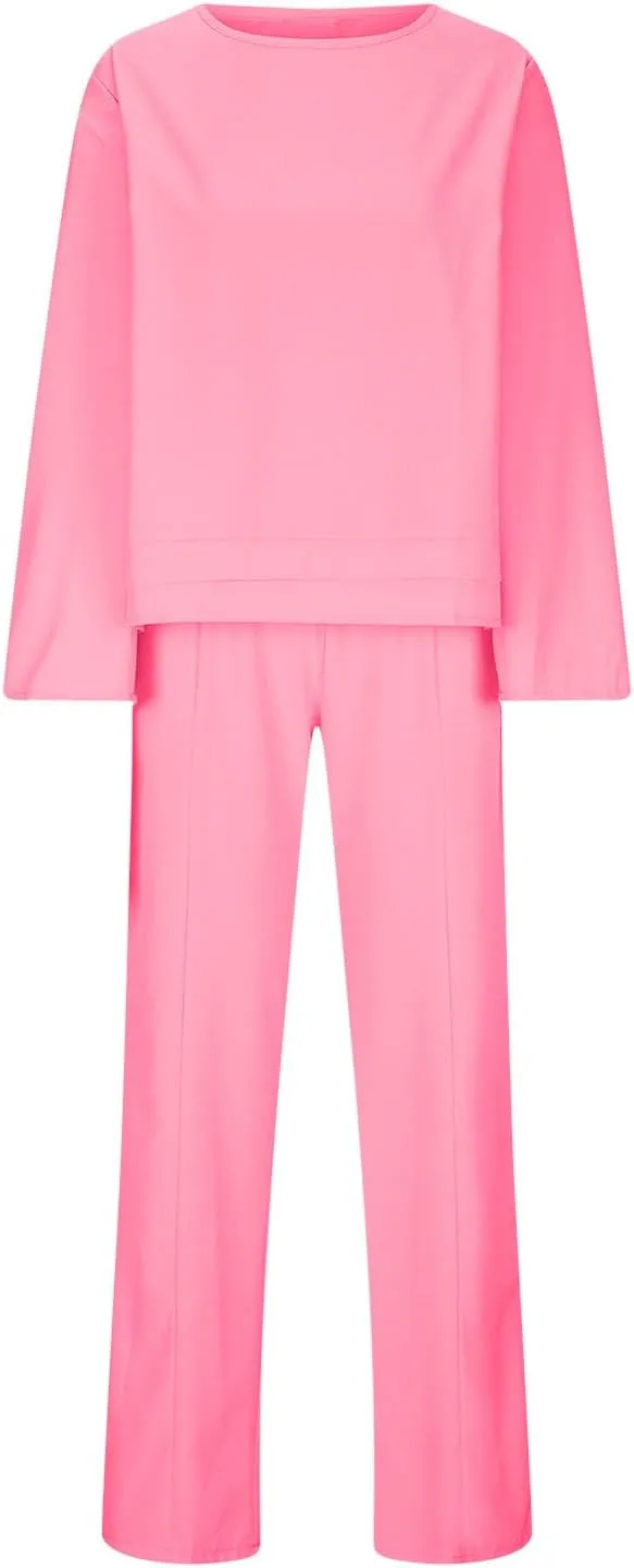 Women's 2 Piece Outfits Loose Fit Casual Irregular Hem Short Sleeve Oversized Shirts Baggy Capri Pant Lounge Sets