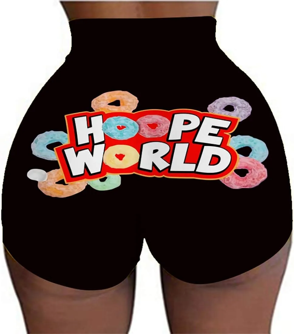 Women's 3D Printed Booty Shorts High Waisted Yoga Shorts Sports Leggings
