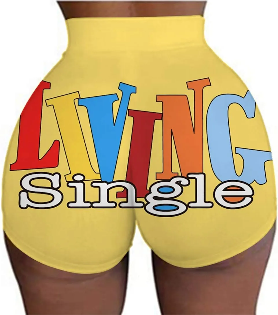 Women's 3D Printed Booty Shorts High Waisted Yoga Shorts Sports Leggings