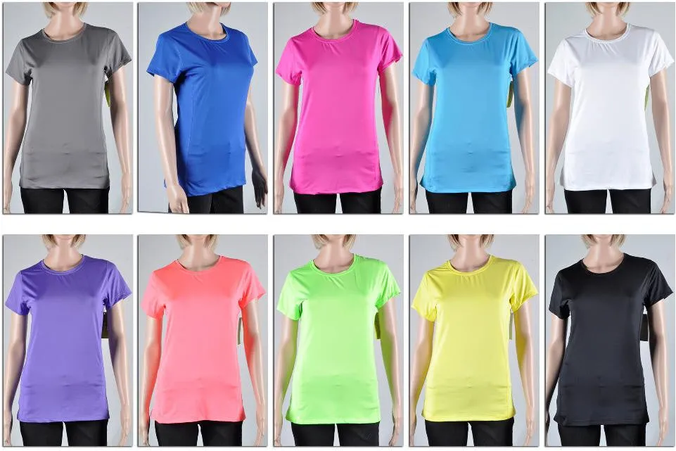 women's athletic crew neck t-shirts - sizes small - xl Case of 72