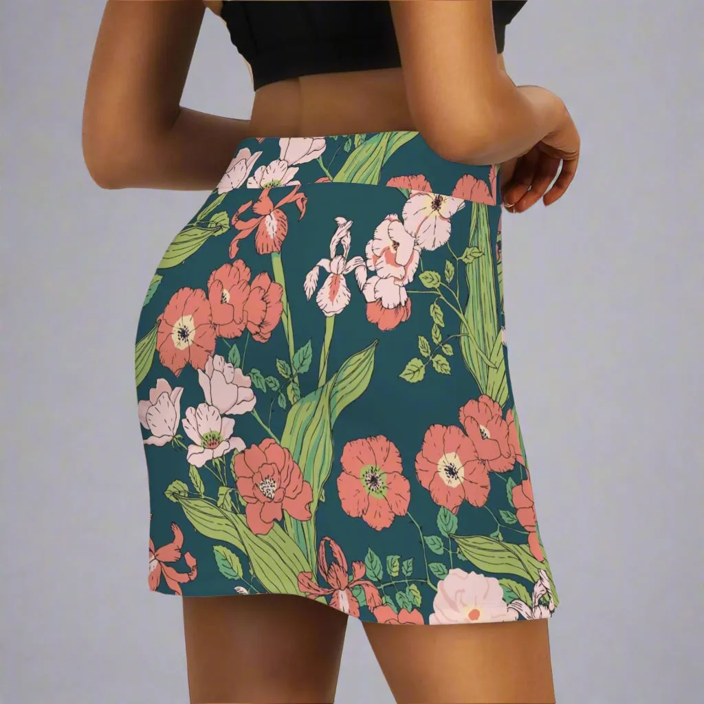 Women's Casual Active Split Hem A-Line Skort, Seychelles Floral