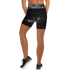 Women's Galaxy Print Yoga Shorts, Universe Cosmos Designer Women's Gym Tights-Made in USA/EU