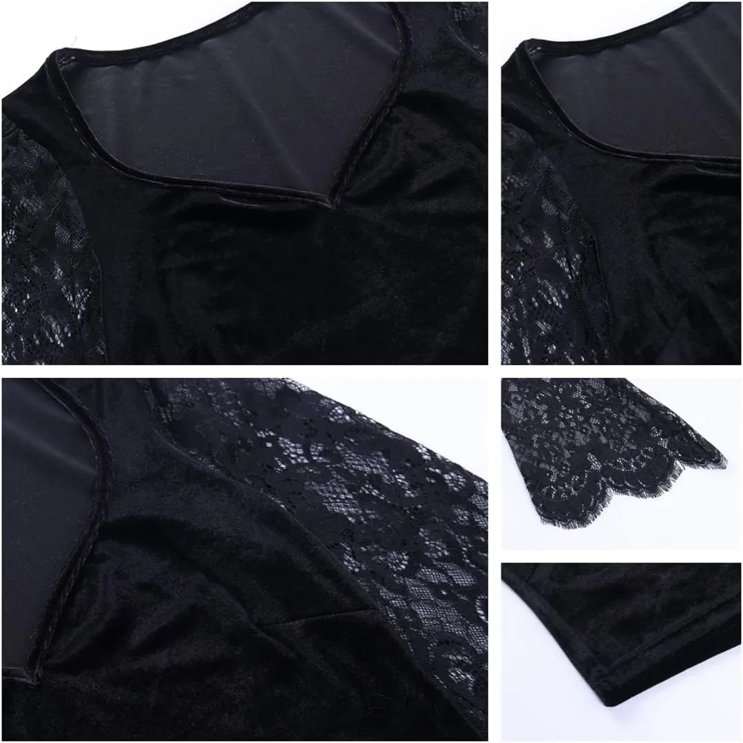 Women's Gothic Crop Tops Punk Shirts Steampunk Y2k Long Sleeve Witch Costume Blouse Alt Black Rave Top Emo Outfits