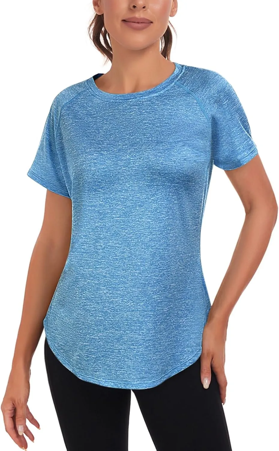 Women's Long Workout Tops,Short Sleeve Dry-Fit Mesh Open Back Loose Fit Gym Athletic Running Shirts Exercise Tee