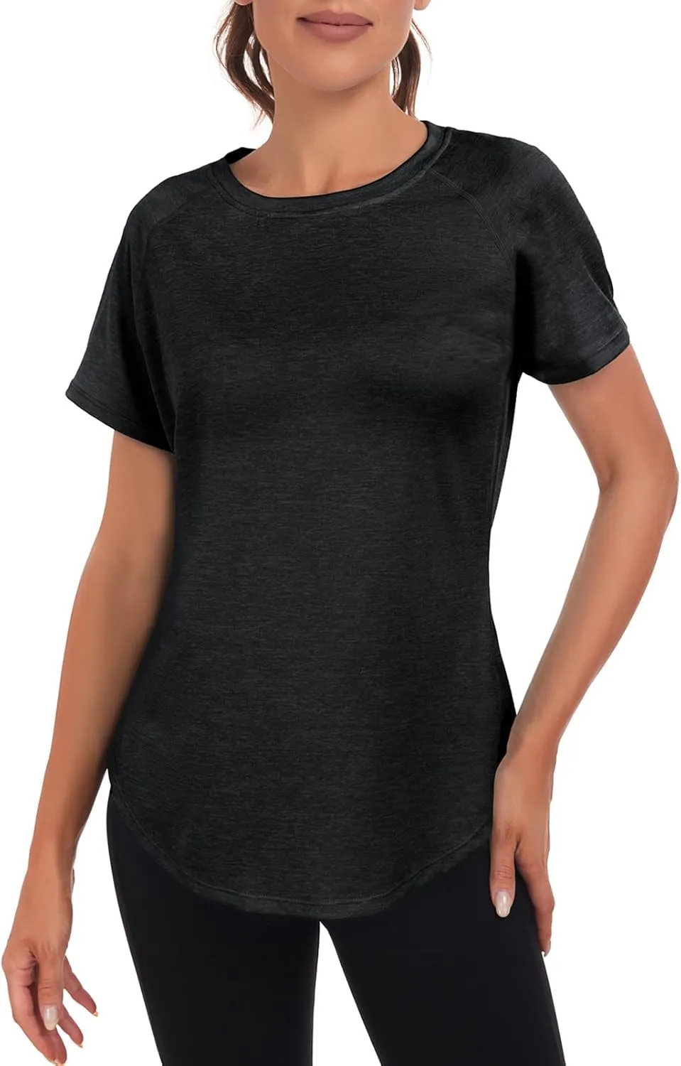 Women's Long Workout Tops,Short Sleeve Dry-Fit Mesh Open Back Loose Fit Gym Athletic Running Shirts Exercise Tee