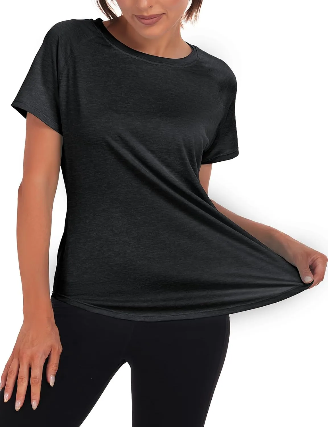 Women's Long Workout Tops,Short Sleeve Dry-Fit Mesh Open Back Loose Fit Gym Athletic Running Shirts Exercise Tee