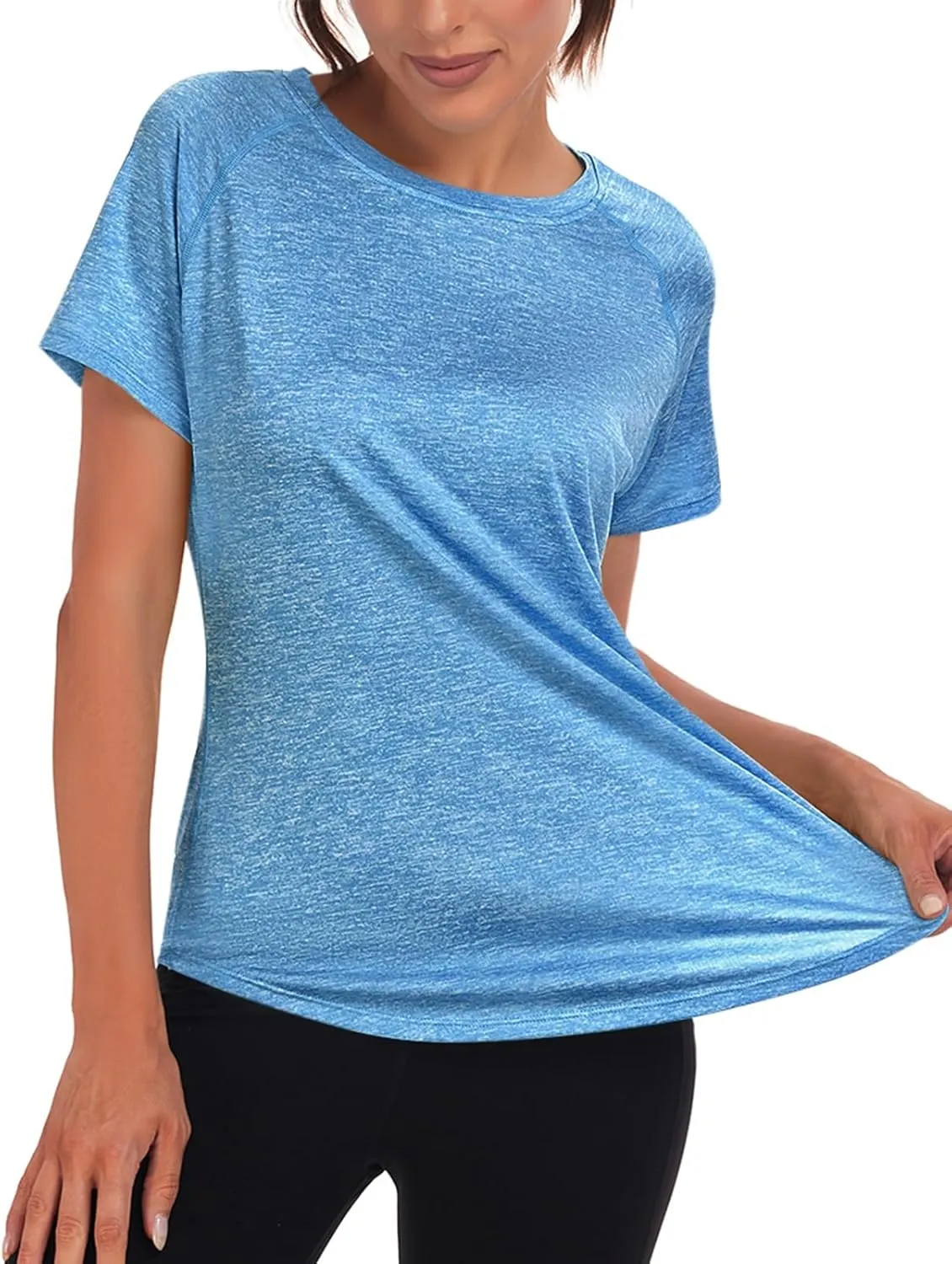Women's Long Workout Tops,Short Sleeve Dry-Fit Mesh Open Back Loose Fit Gym Athletic Running Shirts Exercise Tee