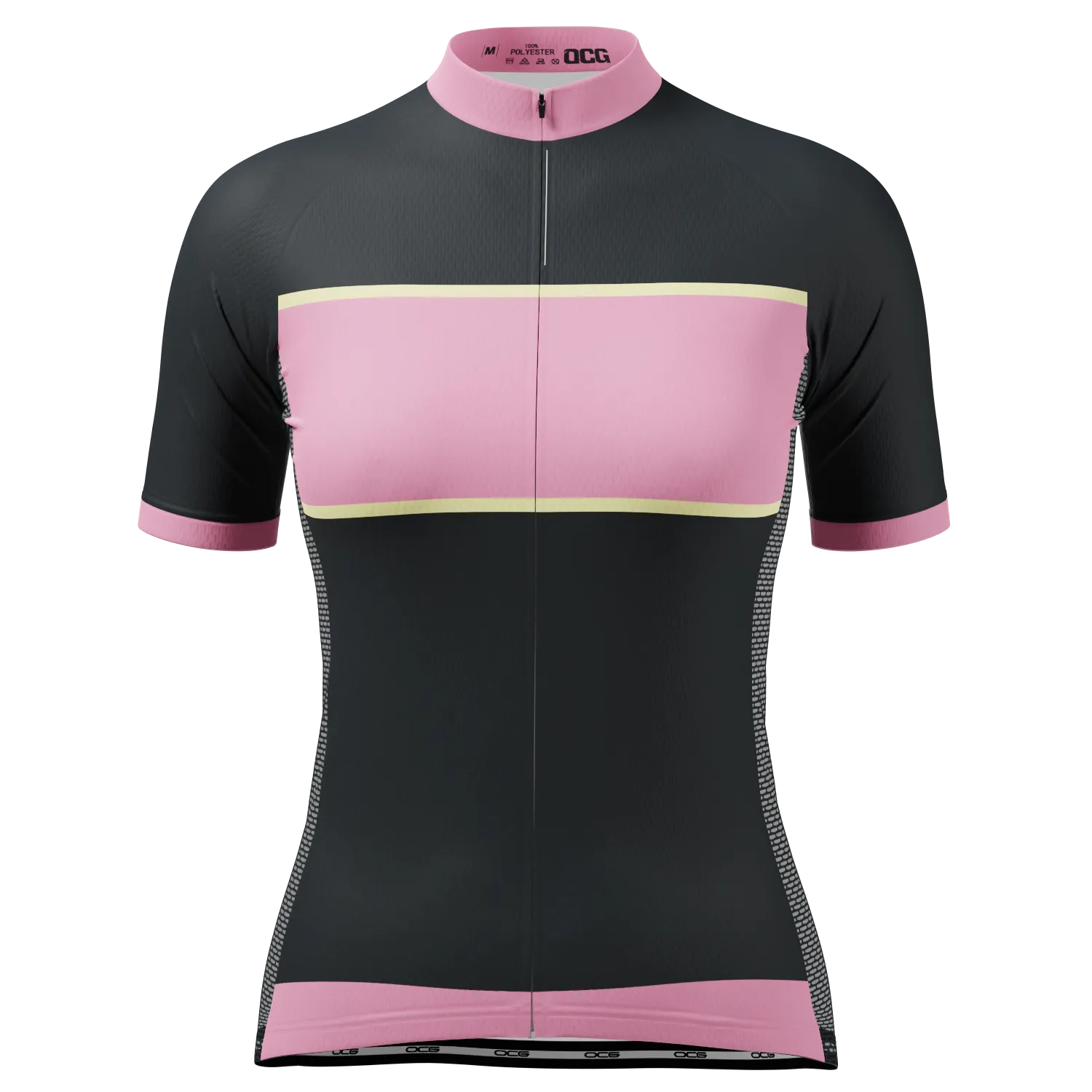 Women's Pink & Black Stripe Short Sleeve Cycling Jersey