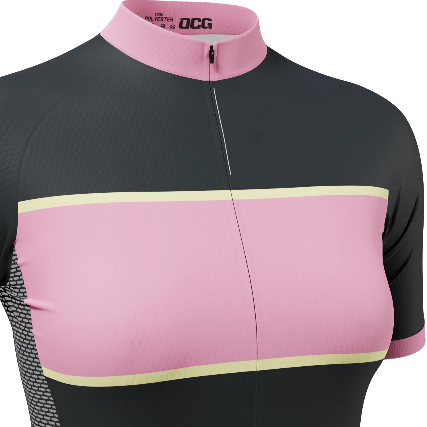 Women's Pink & Black Stripe Short Sleeve Cycling Jersey