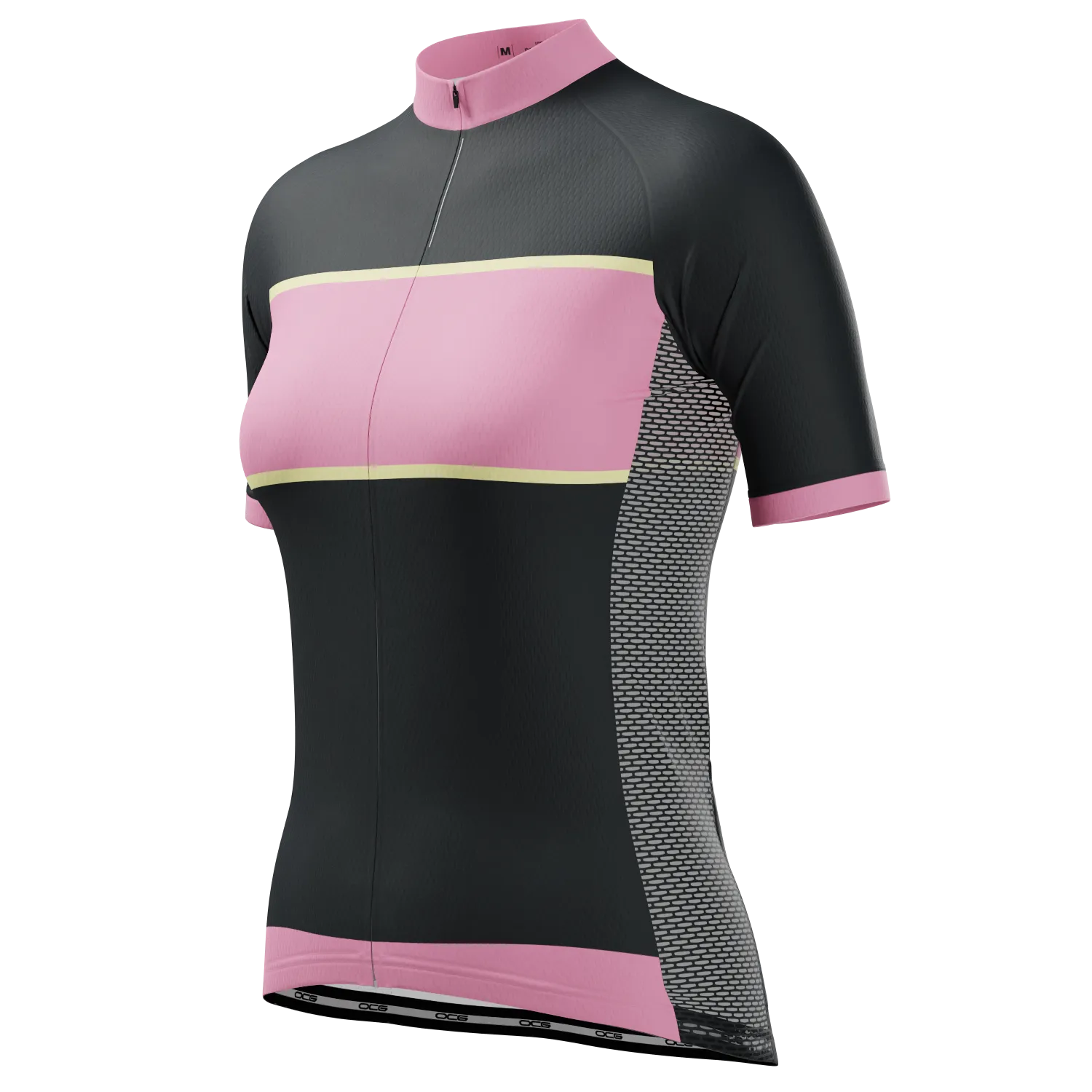 Women's Pink & Black Stripe Short Sleeve Cycling Jersey