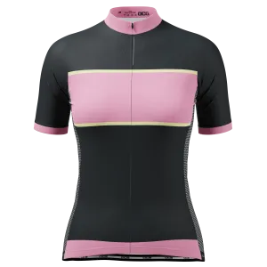Women's Pink & Black Stripe Short Sleeve Cycling Jersey