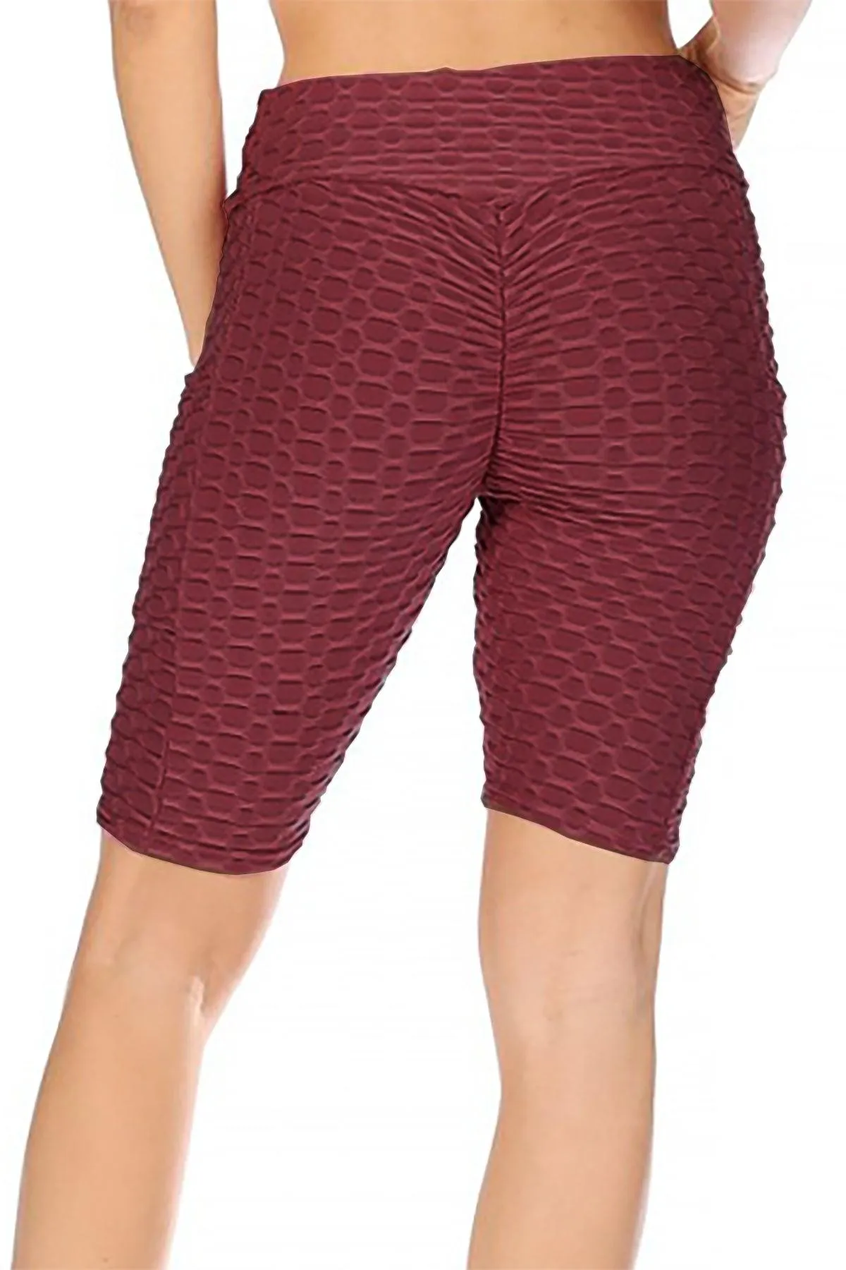 Women's Pockets Elastic Waistband Mesh Athletic Running Yoga Gym Biker Shorts