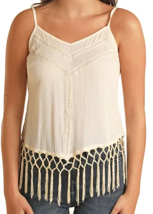 Women's Rock & Roll Lace Inset Tank Top