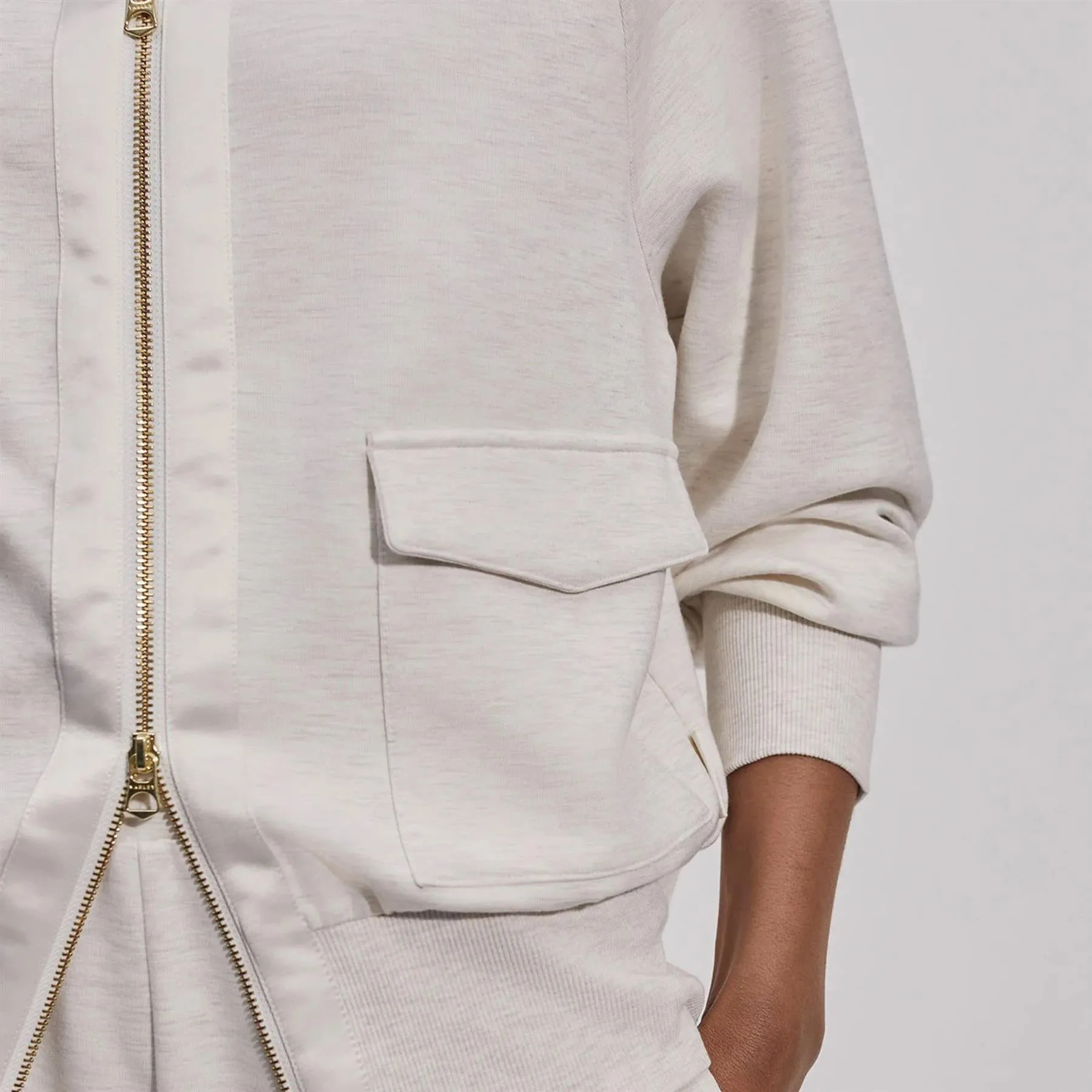 Womens Roxbury Sweat Zip Through Ivory Marl - 2025