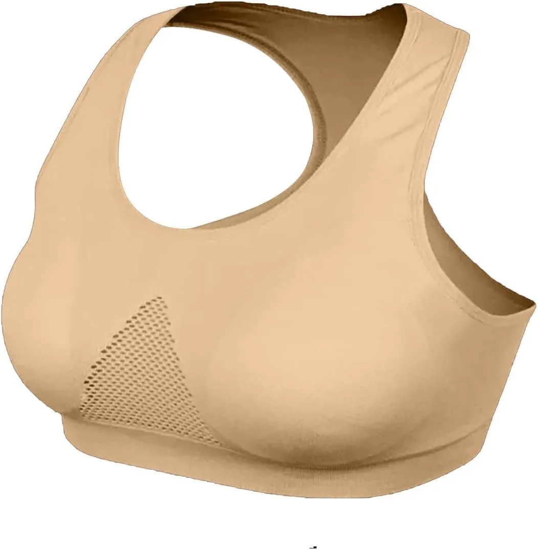 Women's Seamless Sports Bra with Mesh Stretchy Racerback Lightweight Breathable Comfortable Activewear Yoga Bralette